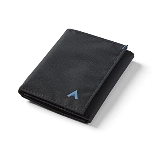 Allett Trifold Wallet, Jet Black | Nylon, RFID Blocking | Slim, Minimalist, Water Resistant, Thin, Front Pocket | Holds 2-12 Cards, Flat Bills, Receipts & Coins | For Men & Women