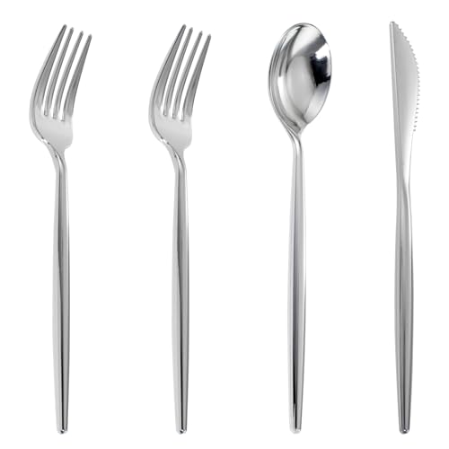 U-QE 120Pcs Heavy Weight Plastic Silverware