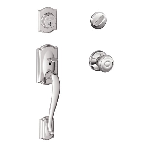 Authentic Crazy Deals SCHLAGE Camelot Single Cylinder Handleset and Georgian Knob, Bright Chrome (F60 CAM 625 GEO)