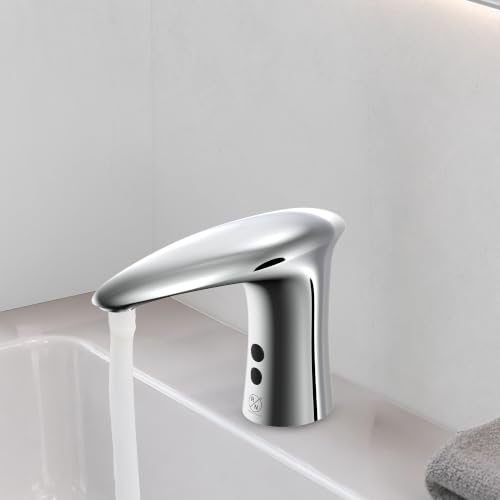 Image of RN Automatic Touchless Sensor Faucet for Wash Basin, Motion Sensor Bathroom Sink Tap, Hands-Free Smart Faucet with Chrome Finish, Water Saving Kitchen & Bath Fixture (Pillar Body.4)