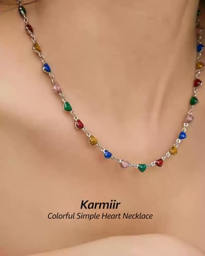 Small Heart Necklace for Women - 18K Gold/Silver/Colorful Plated Heart Choker Necklace - Cute Tiny Simple Minimalist Necklace Women's Dainty Layered Jewelry4