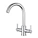 Price comparison product image Funime® Kitchen Taps Dual Lever Kitchen Sink Mixer Tap 1 Hole Stainless Steel Monobloc Sink Taps Traditional 360 Swivel Spout Chrome Double Handles Faucet