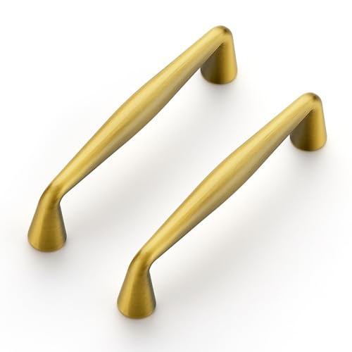 Image of Ravinte Brushed Brass Cabinet Handles Solid Handles,3-1 /2 Inch,5 Pack