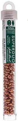 Matubo Czech Superduo 2-Hole, 22g, 2.5x5mm, Chalk Ruby Luster