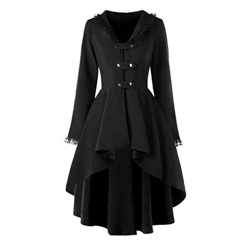 Forthery-Women Gothic Steampunk Jacket Long Victorian Waistcoat Jacket Top(Black,L)