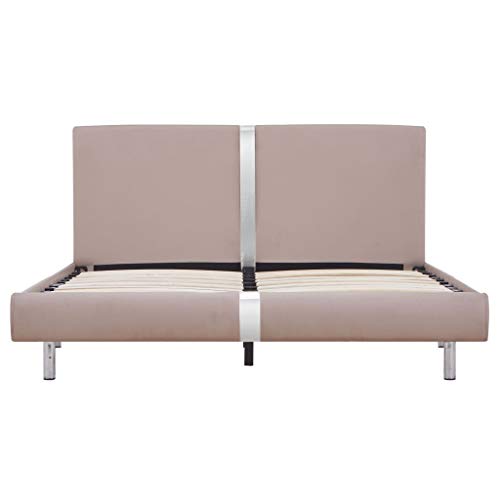 Festnight Bettgestell Lederbett mit Lattenrahmen Bettrahmen Balkenbett Bettrahmen Lattenrost Holzbett Jugendbett Gästebett Cappuccino-Braun Kunstleder 140x200 cm