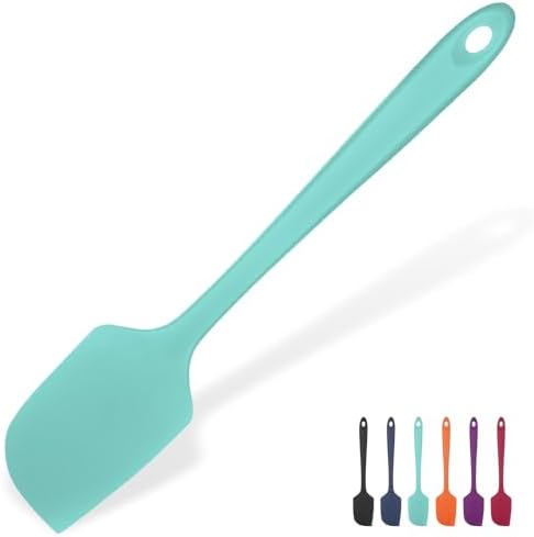 Heat Resistant Silicone Large Spatula: U-Taste 600ºF High Heat Flexible 11.38in Silicon Mixing Stirring Cooking Scraping Baking Bowl Scraper Seamless Spreader for Kitchen Nonstick Cookware (Aqua Sky)