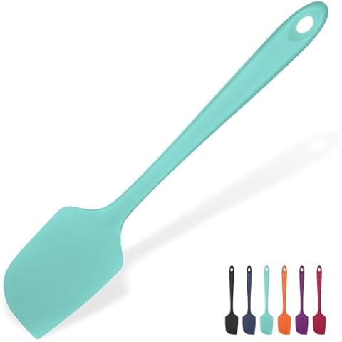 Heat Resistant Silicone Large Spatula: U-Taste 600ºF High Heat Flexible 11.38in Silicon Mixing Stirring Cooking Scraping Baking Bowl Scraper Seamless Spreader for Kitchen Nonstick Cookware (Aqua Sky) Cover