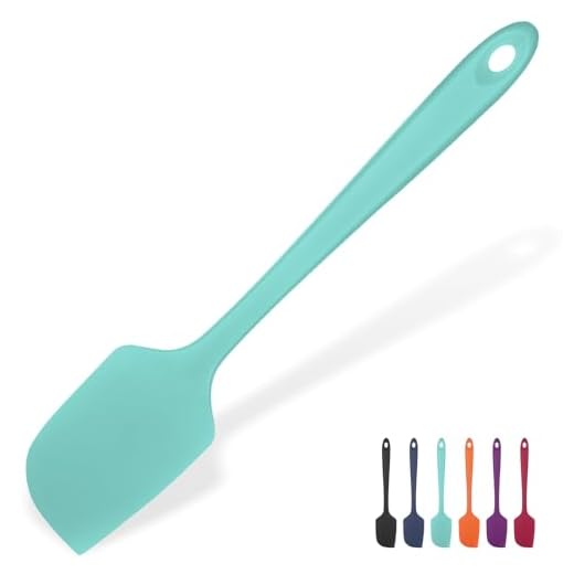 Heat Resistant Silicone Large Spatula: U-Taste 600ºF High Heat Flexible 11.38in Silicon Mixing Stirring Cooking Scraping Baking Bowl Scraper Seamless Spreader for Kitchen Nonstick Cookware (Aqua Sky)