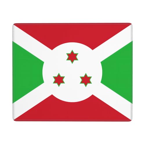 Tapis de souris antidérapant 17,8 x 22,9 cm avec drapeau du Burundi imprimé horizontal pour ordinateur portable et console de bureau