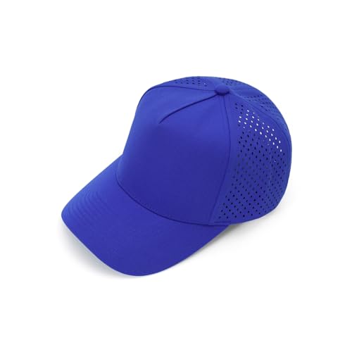 Image of Men Quick Dry Water Resistant 5-Panel Mesh Snapback Baseball Cap Adjustable Hat 22 inch-23.6 inch(56-60cm) for Golf Running Workout - Royal Blue