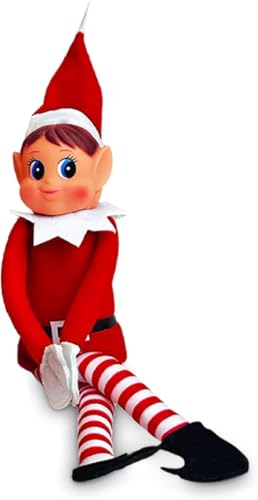 Quebec christmas mischief makers: naughty Santas little helper with soft body vinyl face & hook and loop gripfun christmas elf for family play(elf girl)