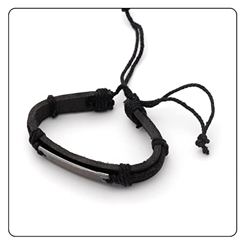 Image of Fashion Cross Tag Bangle Adjustable Leather Cuff Wristband Drawstring Rope Bracelet