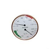 Jonikuper Sauna-Thermometer und Hygrometer für Zimmer, Wandmontage, Metall und Luftfeuchtigkeitsmessgerät mit gewölbter Glasfläche, 10-120℃ Bereich, 0-For 100% für RH, für Saunaraum Zubehör