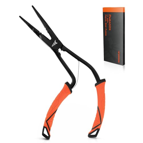 KastKing Paradox Fishing Pliers, Angled Fish Lip Gripper, Saltwater Resistant 420 Stainless Steel Fishing Tools, Fishing Pliers Hook Remover with Ergonomic Handle, Fishing Gifts for Men