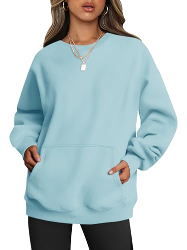 TICTICMIMI Women's Crewneck Sweatshirts Casual Long Sleeve Tops Fleece Hoodies Sweaters with Pocket