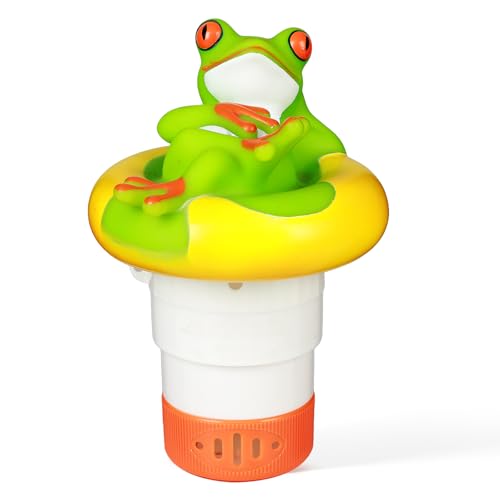 ODJSY Mini Frog Floating Chlorine Dispenser Pool Chlorine Floater for 1 Tablets Adjustable Release Chlorine/Bromine Tablet Floater for Small Kiddie Pool Inflatable Pool Hot Tub and Spa