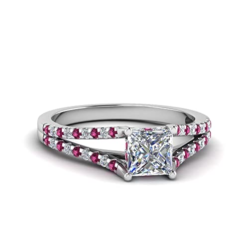 Bague de fiançailles argent sterling et pierre princesse aux finitions haute joaillerie