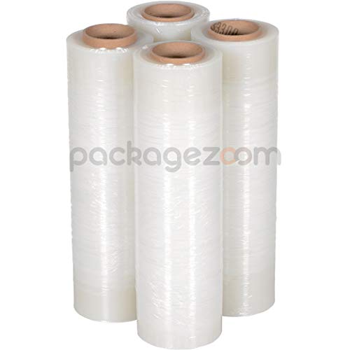 PackageZoom Pre Stretched 15” x 1500 ft 4 Rolls Stretch Wrap Film Clear Cling Plastic for Moving and Packaging Stretch Wrap