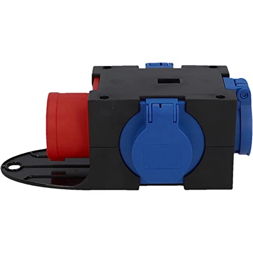 PC-Electric Electric 31114 CEE-Mobil-Verteiler 3xSchuko 16A abges. Mobilverteiler Kunststoff Baureihe ST.ANTON 3xSSD GS16/5 m.B. IP44, schwarz-rot-blau