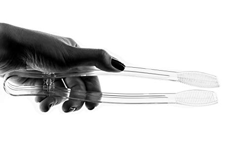 [144 PACK] 12 inch Heavy Duty Clear Serving Tongs - Plastic Disposable Salad Tongs - High Heat Plastic, Catering, Salads, Bakery, Buffets, BBQ, Ice, Hot and Cold Foods by EcoQuality (12