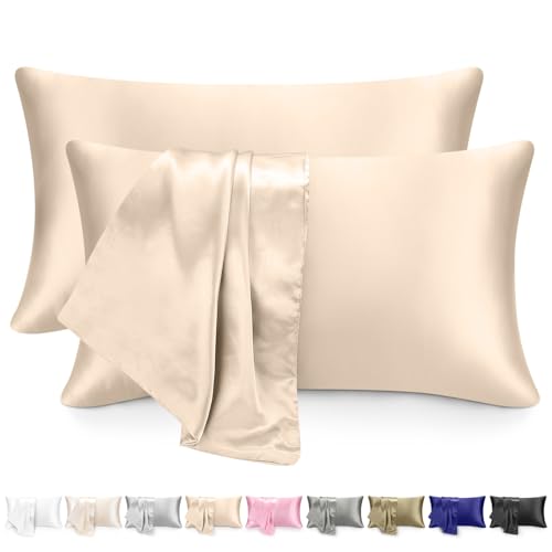 2 Pack Pillowcases Silk Satin Pillowcase for Hair And Skin 51X76cm Soft Comfortable Breathable Smooth Cooling Pillow Covers for Sleeping Women Men