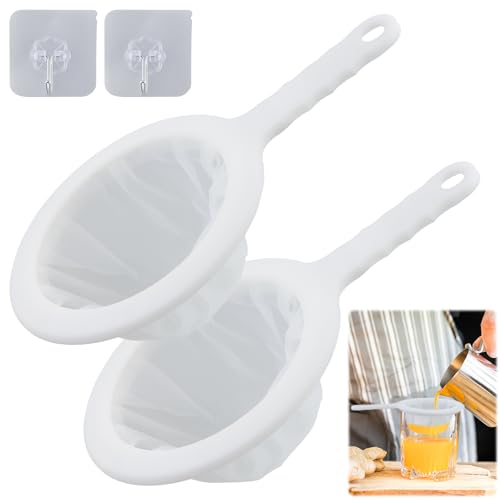 2 Pièce Filtres En Nylon,Tamis Filtre Alimentaire, Tamis à Jus,Filtres à Mailles Fines,Filtre à Vin,Pour filtrer les huiles,Café,Vin,Jus,Lait de Soja(200...