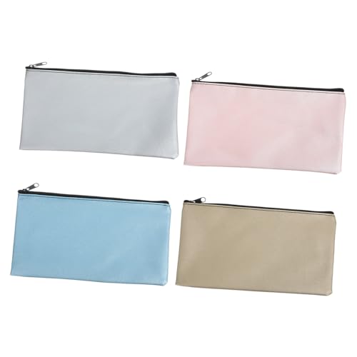 jojofuny 4-Piece PU Leather Money Pouch Set Zipper Cash and Receipt Storage Bags for Organizing Bills Includes Card Slot Window for Travel and Everyday Use