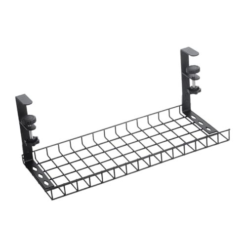 Bandeja para gestión de cables bajo escritorio, ajustable, acero al carbono, instalación sin taladro, 13.78x7.28x7.68 pulgadas, para cocina, oficina y hogar miniatura 1