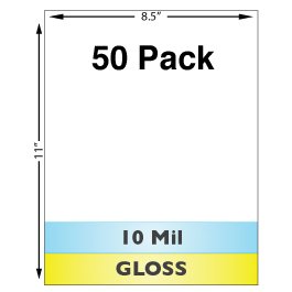 10 Mil Gloss Full Sheet Laminates - 50 Pack