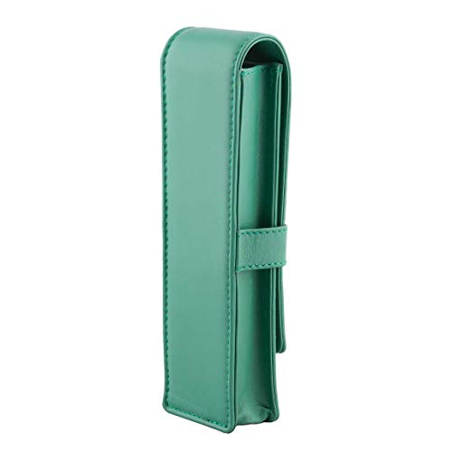 Image of DiLoro Leather Double Pen Case Pencil Pouch Holder for Two Fountain Ballpoint Rollerball Pens and Pencils (Light Green)
