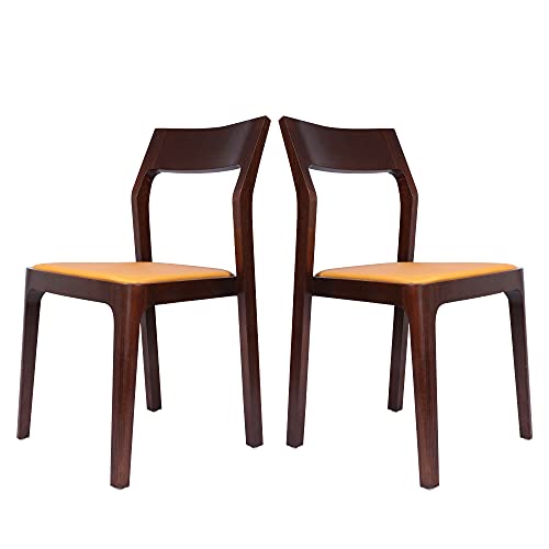 Koreyosh Side Modern Dining Chairs With Fireproof Cotton Seat & Curved Backrest Chair With Birch Wood Finish Dining Chairs In Walnut, Set Of 2 #TOP12