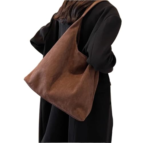 hchstore And Winter Vintage Women's Bag Large Capacity Suede Shoulder Solid Color Simple Casual Commuter Retro Handbags2