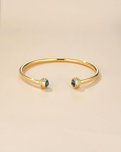 Gold Chunky Infinity Statement FULLY ADJUSTABLE Open Cuff Bangle with Sapphire CZ Braided Charm for Women by SNGIA, Stackable Handmade Trendy Jewelry Gifts, Polished Beachy Vacation Fashion Boho Tennis Bracelet Accessories, Vintage Link Wire Thick Bohemian Nickle Free Open Forever Bracelet Bangle.3