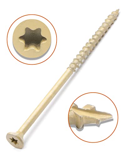 Image of IMSCREWS #10 x 4 Deck Screws 25 Pcs, Tan Coated Exterior Wood Screws for Pressure Treated Lumber, 1000-Hour Salt Spray Tested, Star Drive, Type 17 Point, Self-Tapping Fasteners for Heavy Duty Framing