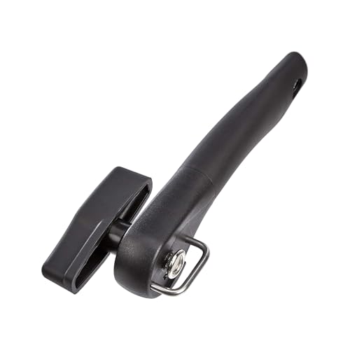 Amazon Basics Manual Can Opener, Easy to Use, Hand Held with Soft Grip Single Handle, Clean Cutting, Large, Black view 2