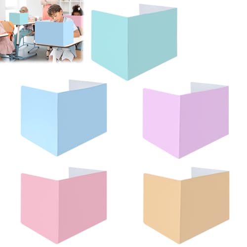 Separadores Para Escritorio - Pack De 5, Polipropileno Blanco Plegable, 40x30x30 Cm, Para Escuela, Oficina, Biblioteca, Reduce Distracciones