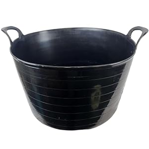 75L Liter Black Heavy Duty Large Flexi Tub Garden Home Flexible Plastic Storage Container Bucket Flex Tub- MADE IN UK