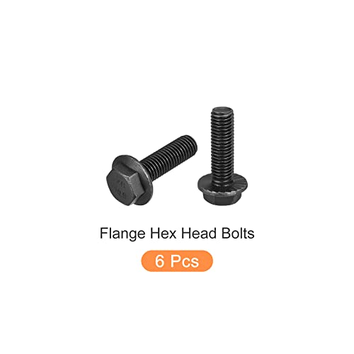 Image of METALLIXITY Flanged Hex Head Bolts (M12x40mm) 6pcs, Hexagon Serrated Flange Bolt Fully Thread Screw - for House Construction Hardware Fasteners