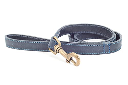 Ancol Timberwolf - Guinzaglio per Cani in Morbida Pelle, Realizzato a Mano, Colore Blu, Accessorio per Passeggiate con Animali Domestici Resistente e Materiale di Fissaggio Resistente, 60 cm x 19 mm