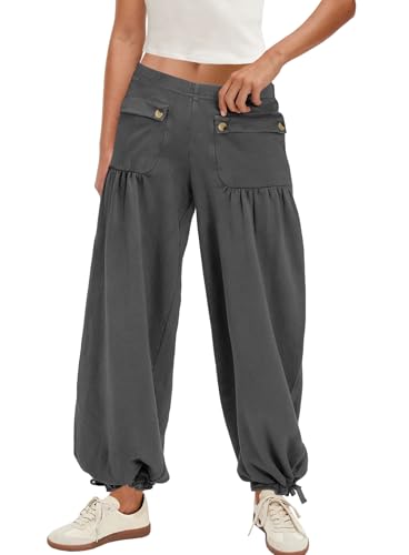Nirovien Womens Wide Leg Sweatpants Lounge Baggy Pants Elastic Waist Casual Cargo Sweat Pants with Pockets3