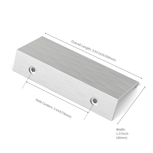 Image of Rergy 30 Pack 2-1 /2 inch Cabinet Pulls Brushed Nickel Finger Pulls for Cabinets | Aluminum Alloy Silvery Edge Pulls Modern Cabinet Handles for Kitchen, Cupboard, Drawers, Dressers, Screws Included