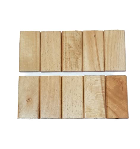 Image of Empty Wooden Keychains, Laser Engravable, Printable & Writable, Pack of 10 Assorted Shapes, 5cm x 3cm