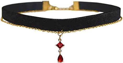 MOMOCAT Black Velvet Red Pendant Choker Necklace for Women Gothic Lace Chokers Necklace Witch Bride Vampire Accessories Aesthetic kawaii Jewelry for Women Teen Girls