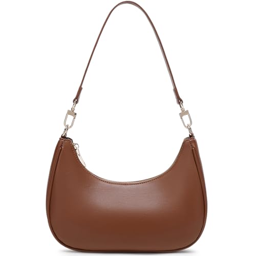 Women's Shoulder Bags Cute Hobo Purses Vintage Handbags with Zipper Lightweight Underarm for Dating Shopping Gift (Brown)