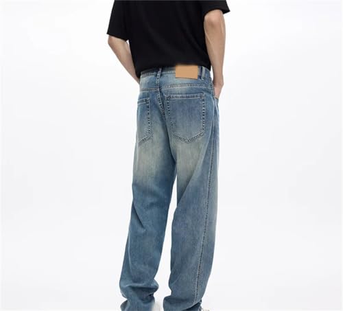 Men's Wide Leg Jeans Straight Loose Lyocell Stretch Baggy Casual Trousers4