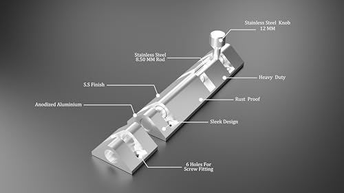 Image of Atlantic Triangle Tower Bolt 4 inch, Tower Bolt for Main Door and Bathroom, Door Latch for Bedroom, Tower Bolt for Home, Offices, Doors, Windows, Easy to Fit, S.S. Finish, (Pack of 4 Pcs)