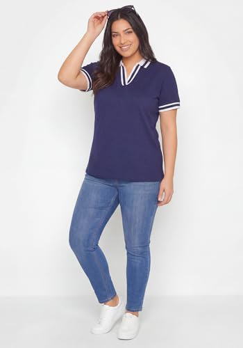 Image of Wear Your Opinion Plus Size Women Polo V Neck Stripe Collar Tshirt Top | Half Sleeve