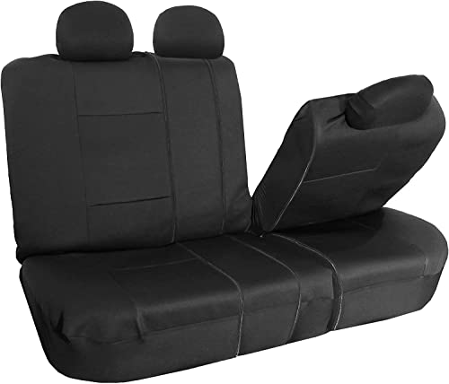 Fh Group Car Seat Covers Full Set Black Neoprene - Universal Fit, Automotive Low Back Front Seat Covers, Airbag Compatible, Split Bench Rear Seat, Washable, For Suv, Sedan #TOP5