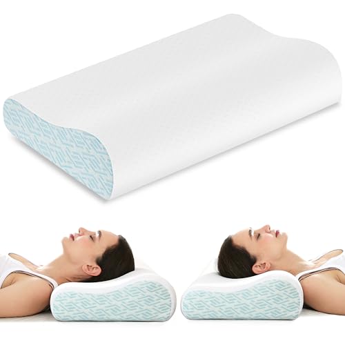 Joynox Almohada Cervical Ergonómica para Dormir de Lado, Almohadas Viscoelastica Ortopedica, Almohada Cervicales y Cuello, Funda Transpirable de Nylon y Spandex